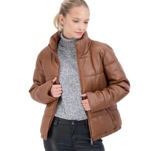 Sebby Women's Faux Leather Puffer Jacket, Puffy Coat - S.E.B. By SEBBY 2XL